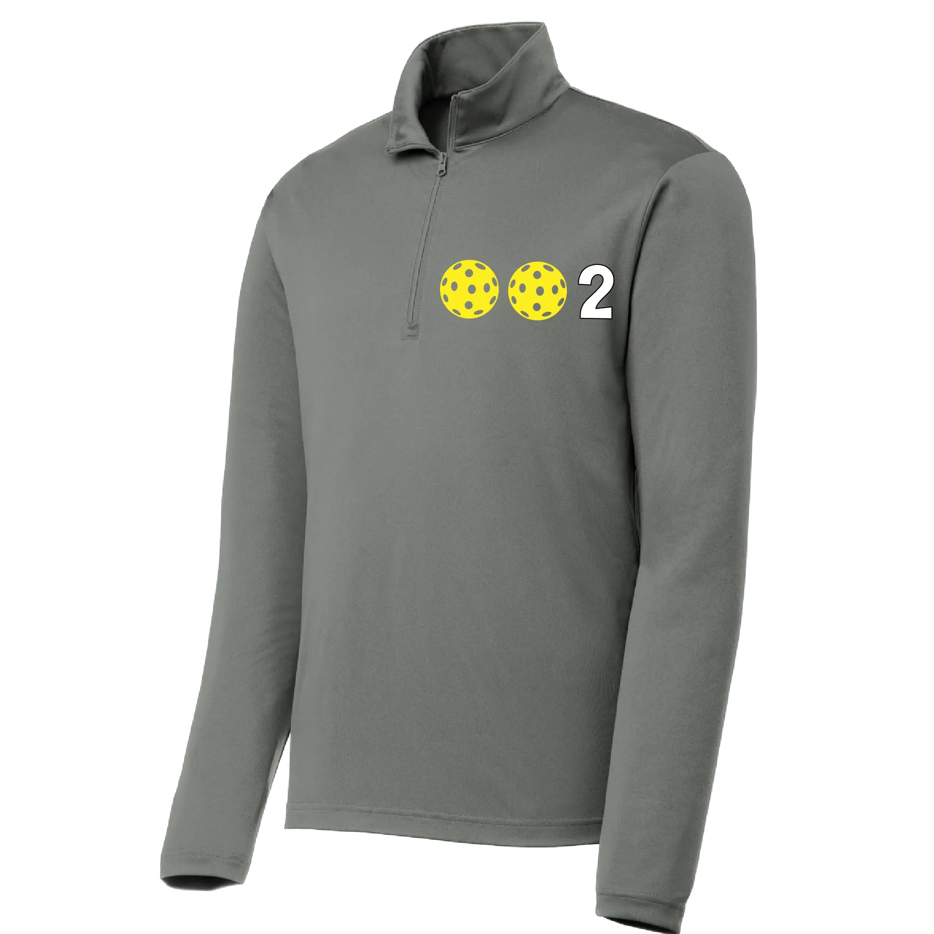 002 Pickleball (Colors Yellow White Or Cyan) | Men's 1/4 Zip Long Sleeve Pullover Athletic Shirt | 100% Polyester