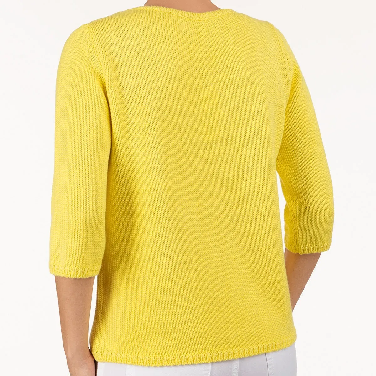 3/4 Sleeve Pullover in Bright Yellow