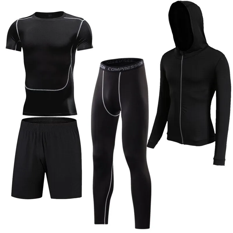 4 Pcs Outdoor Jogging Sport Men Suits Male Tracksuit Outdoors Suit Men's Gym Sportswear Running Track Suits Casual Sportswear