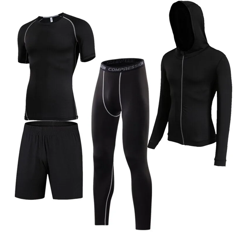 4 Pcs Outdoor Jogging Sport Men Suits Male Tracksuit Outdoors Suit Men's Gym Sportswear Running Track Suits Casual Sportswear