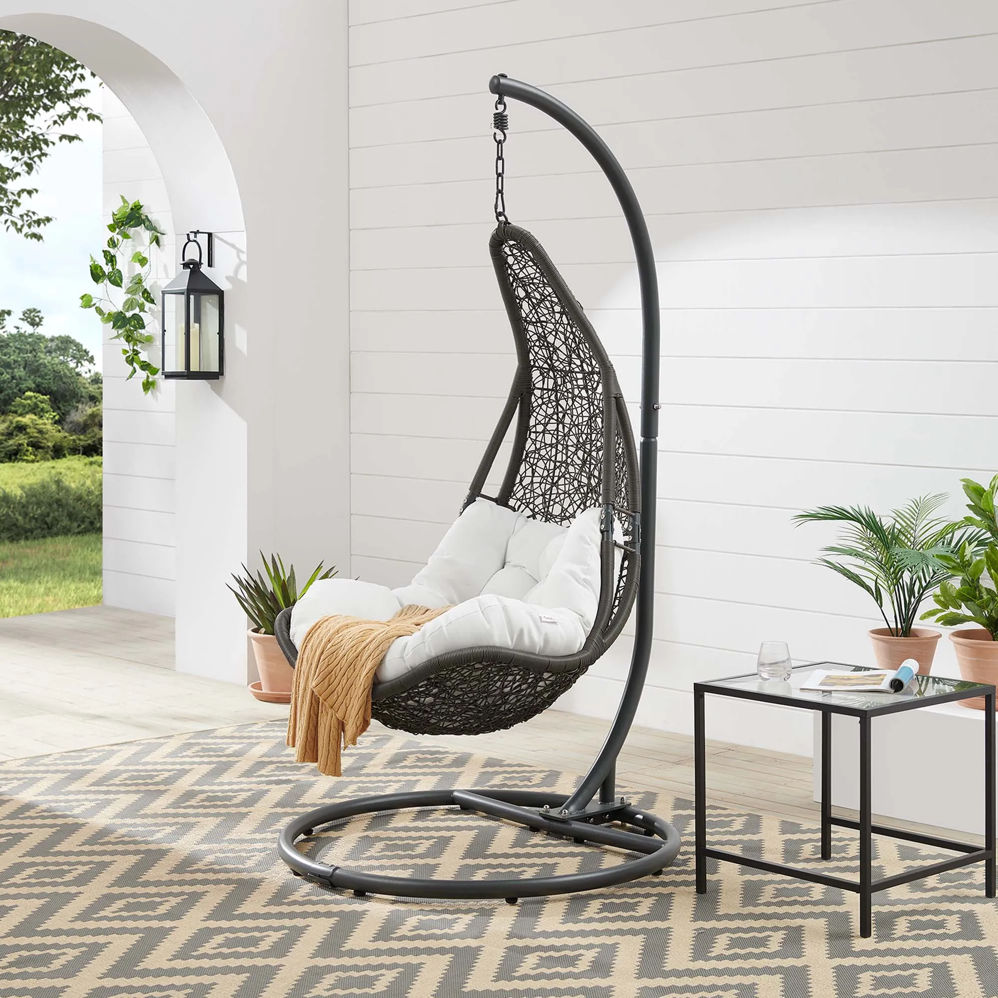 Abate Outdoor Patio Swing Chair With Stand by Modway