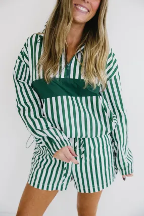 Adalee Stripe Pullover - Green/Ivory