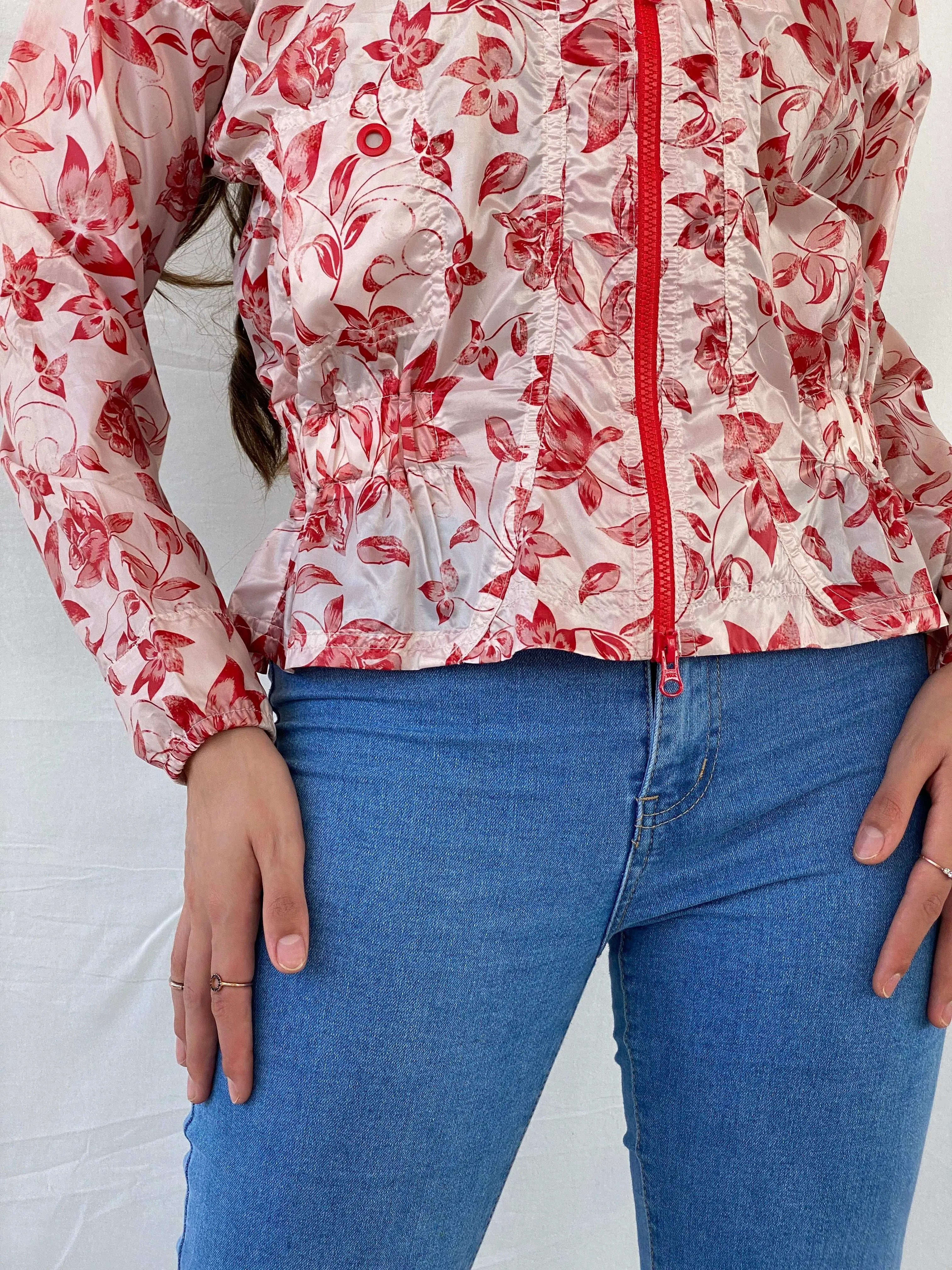 Adidas X Stella McCartney Floral Red Track Windbreaker Jacket - S