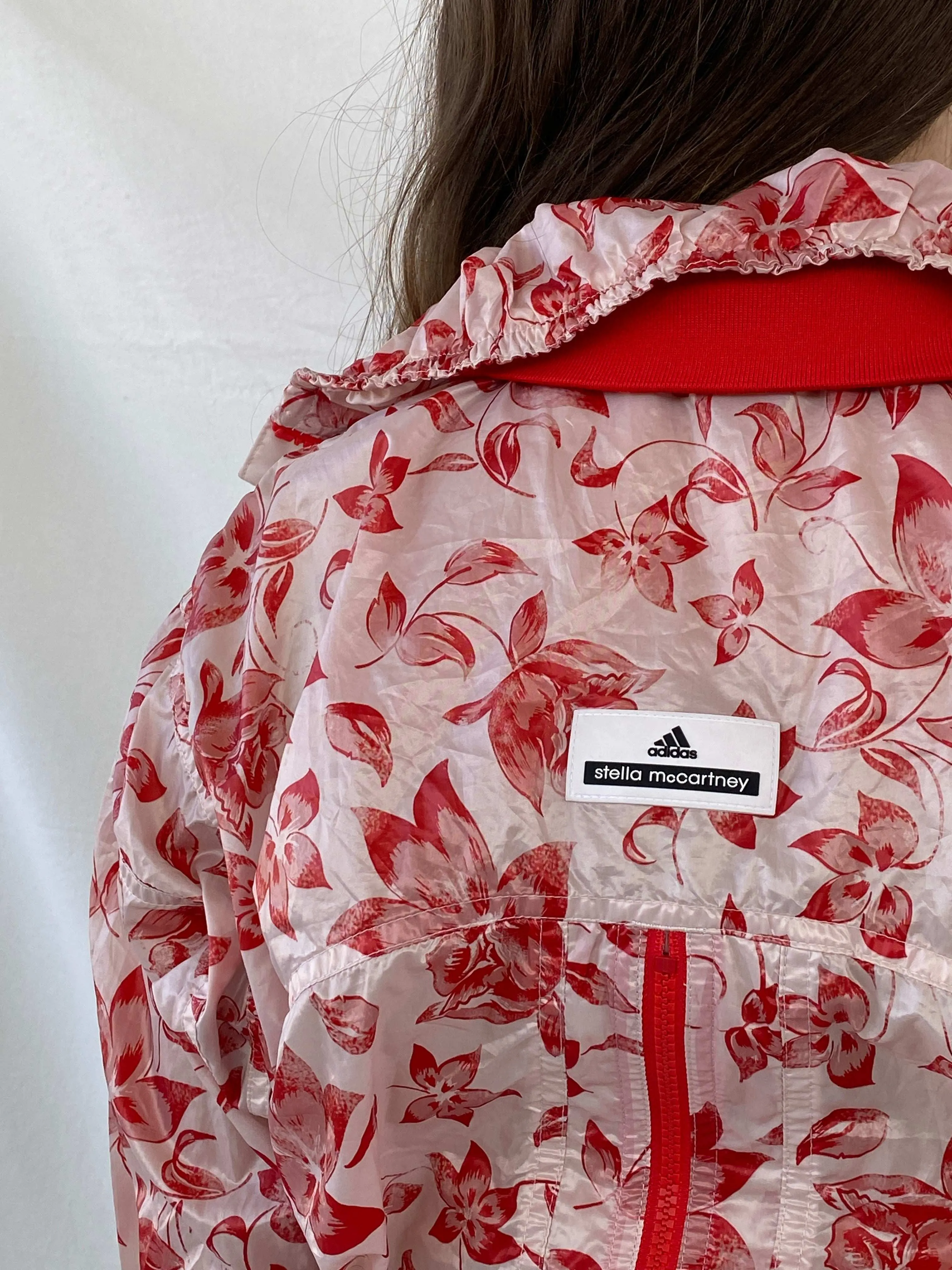 Adidas X Stella McCartney Floral Red Track Windbreaker Jacket - S