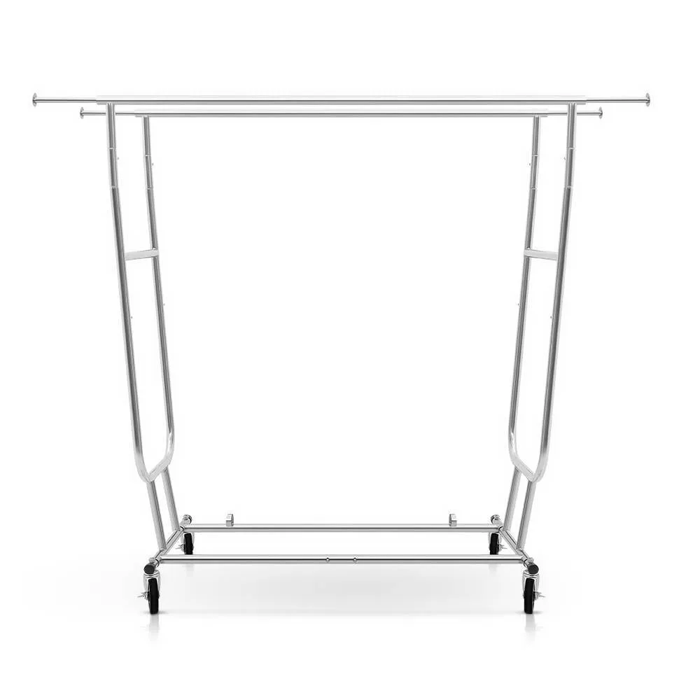 Adjustable Metal Double Rail Garment Rack with Wheels Artiss