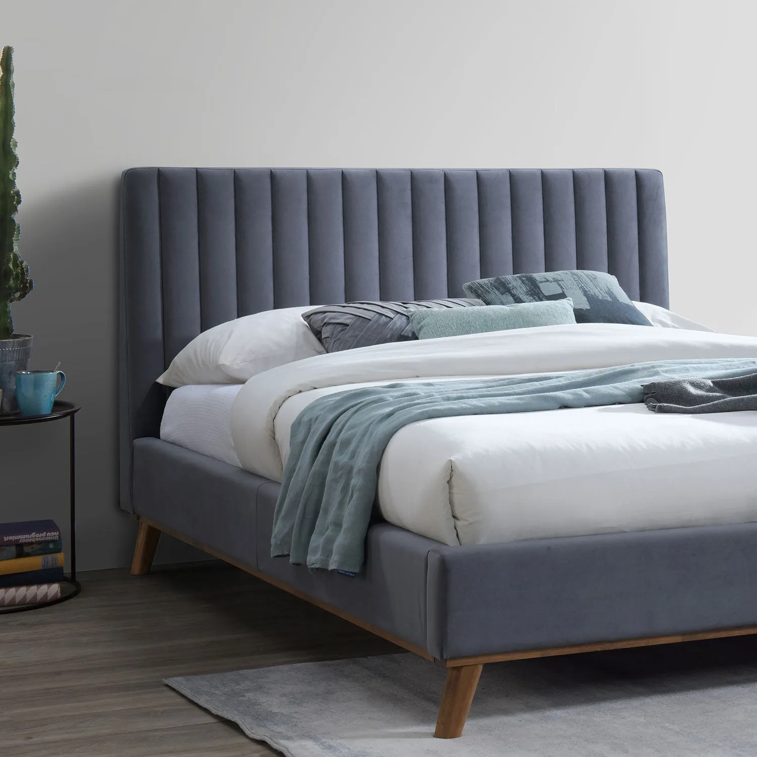 Albany Modern Upholstered Plush Velvet Fabric Bed