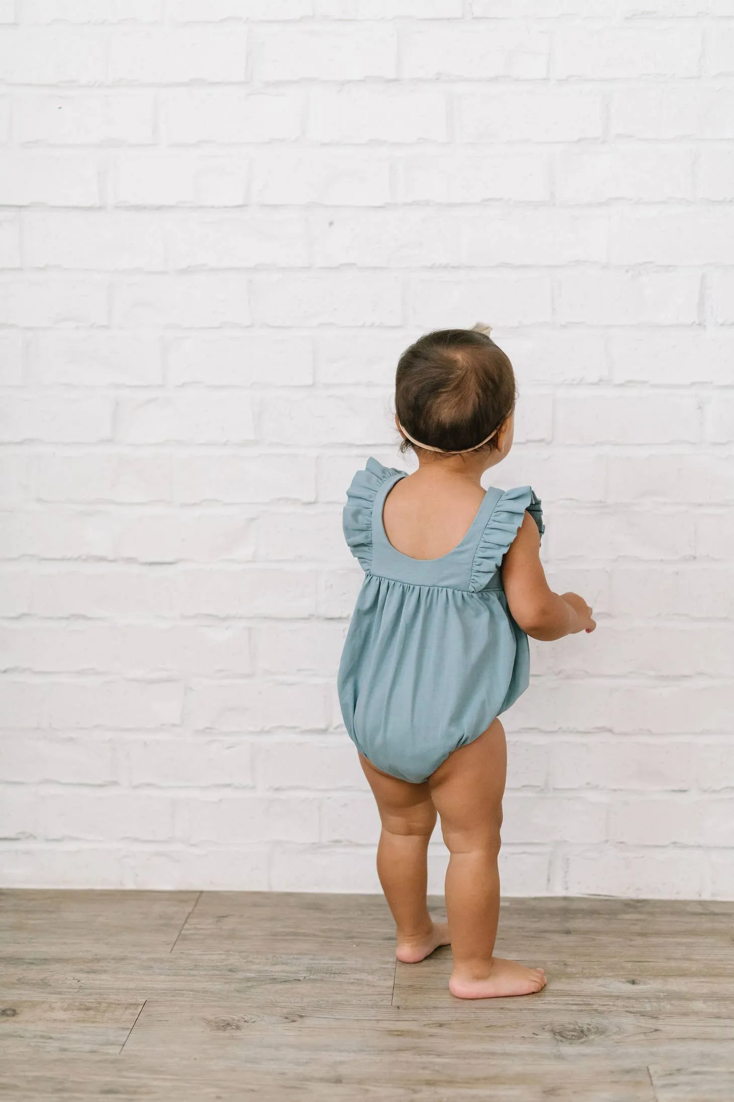 Amelia Romper in Dusty Blue