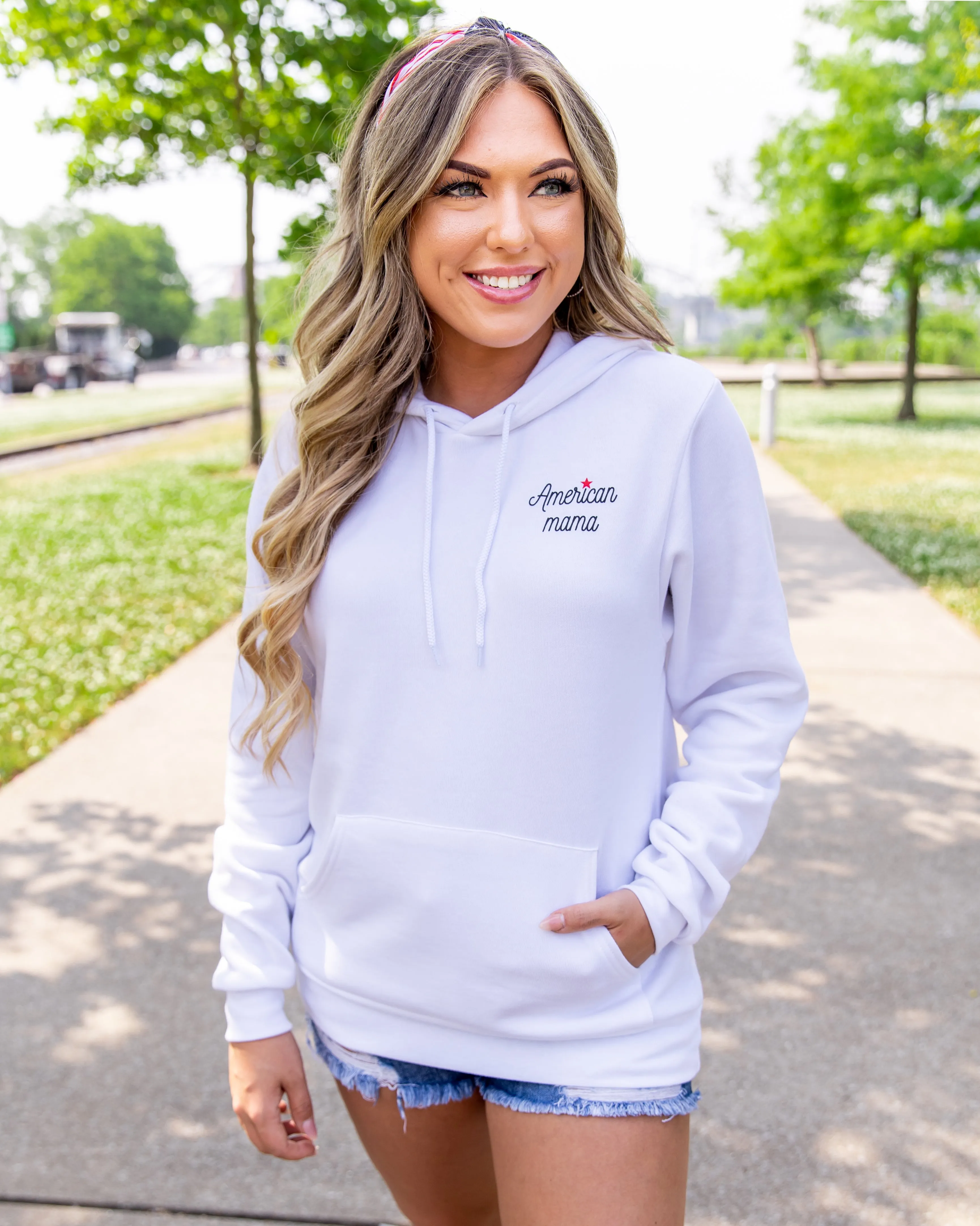 American Mama Hoodie - White