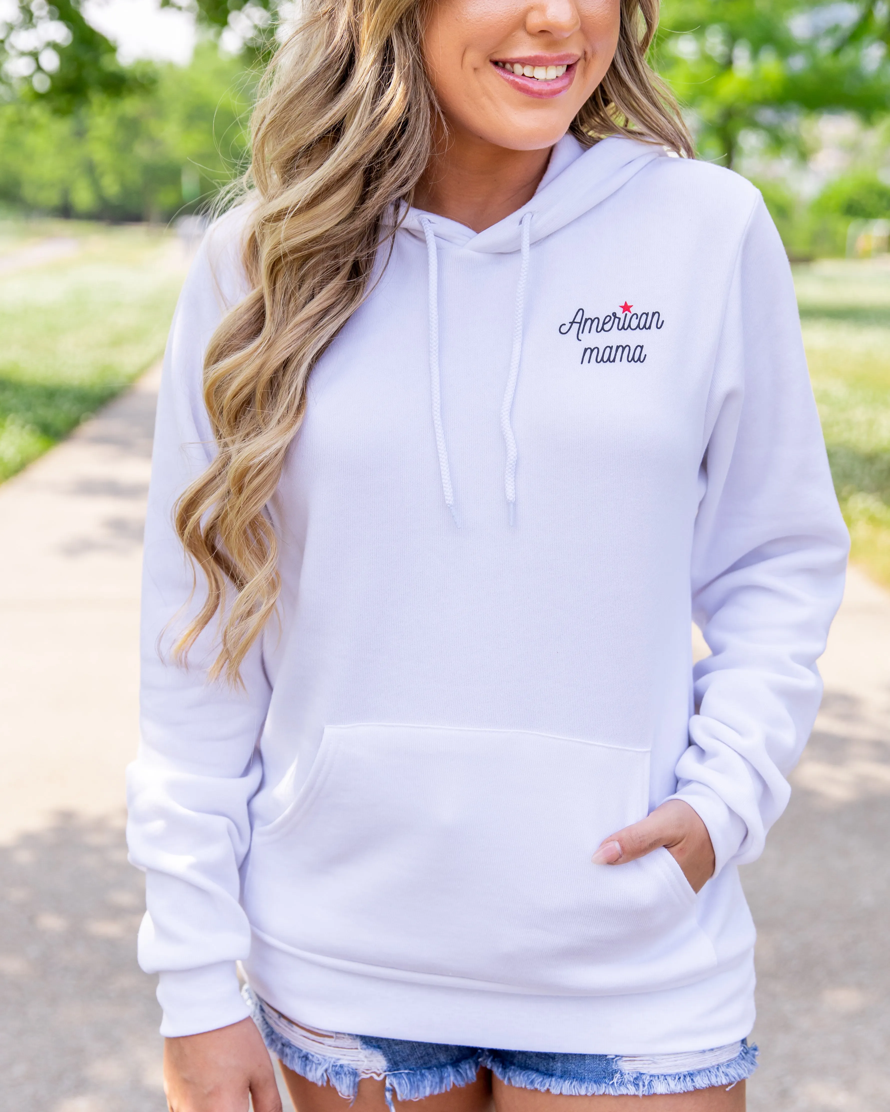 American Mama Hoodie - White