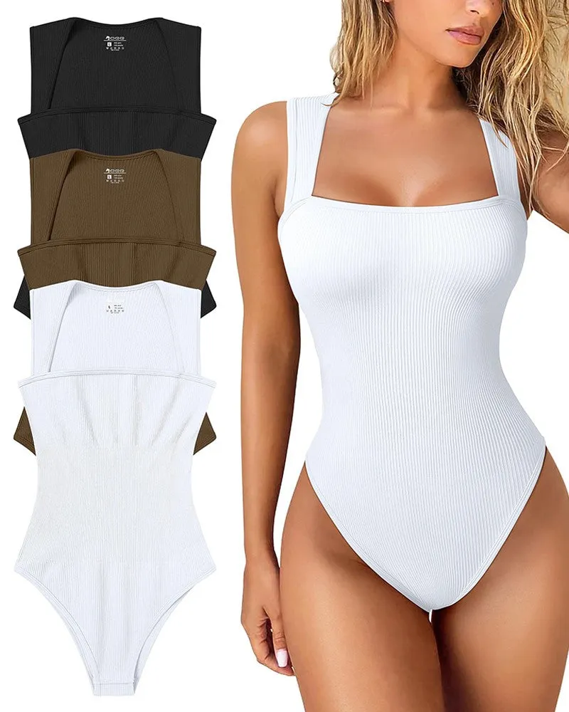 Asymmetrical Neck Sleeveless Tummy Control Bodysuit