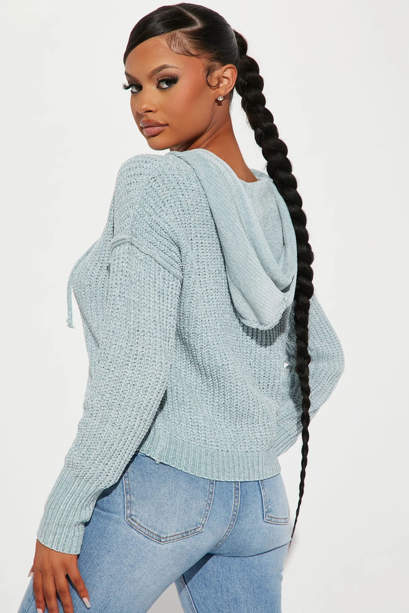 Beach Bonfire Chenille Hoodie - Mint