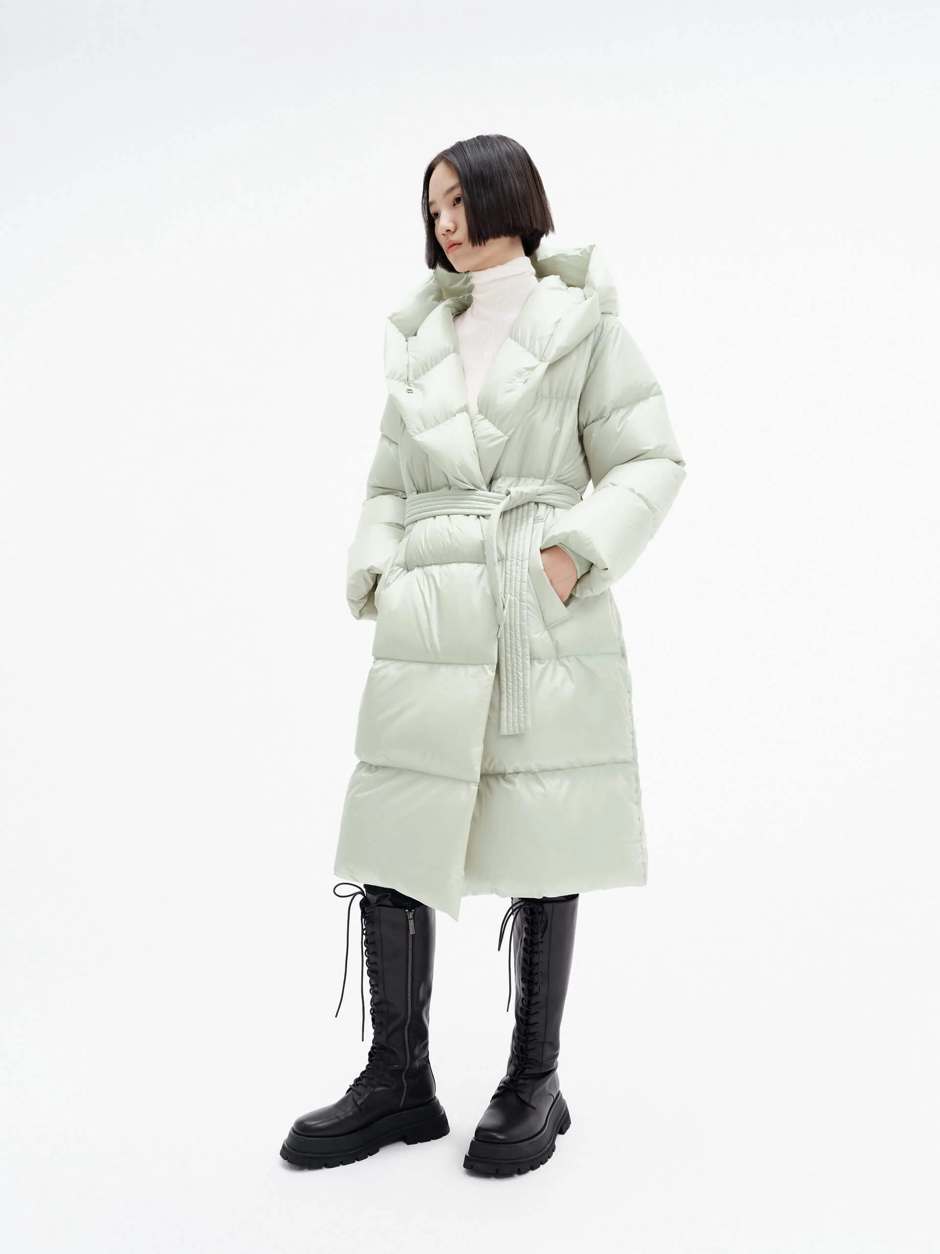 Belted Quilted Shell Down Coat