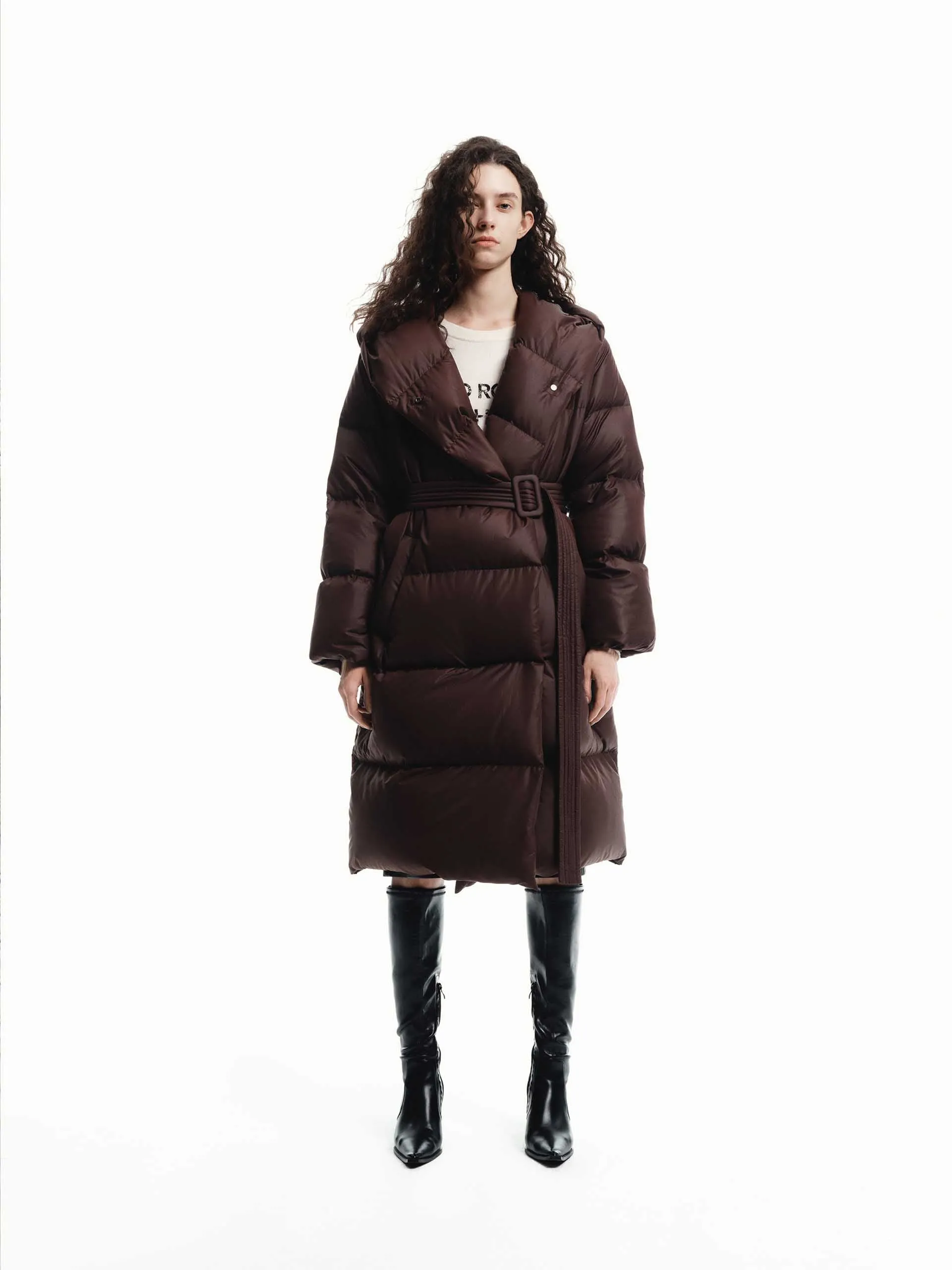 Belted Quilted Shell Down Coat