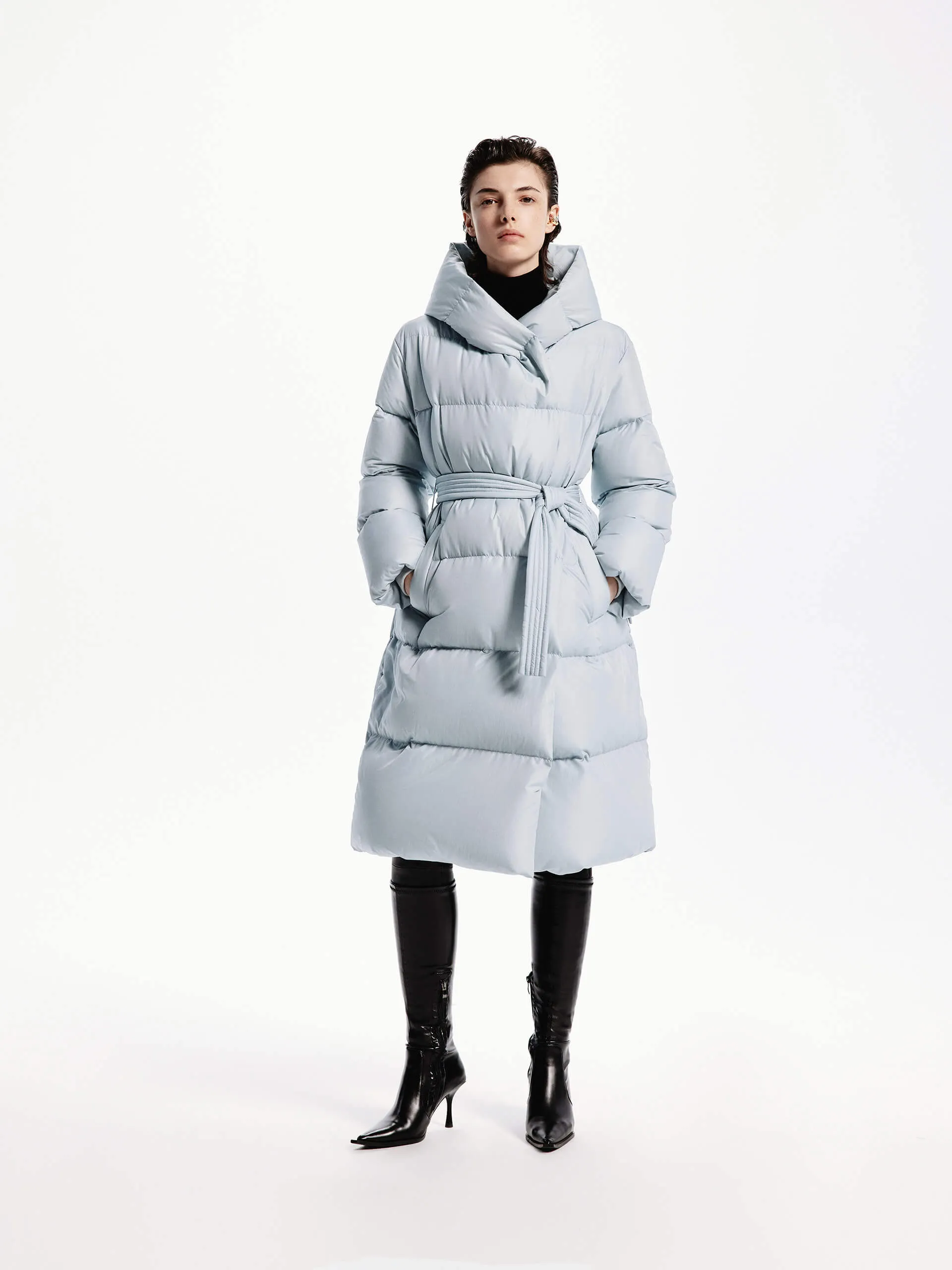 Belted Quilted Shell Down Coat