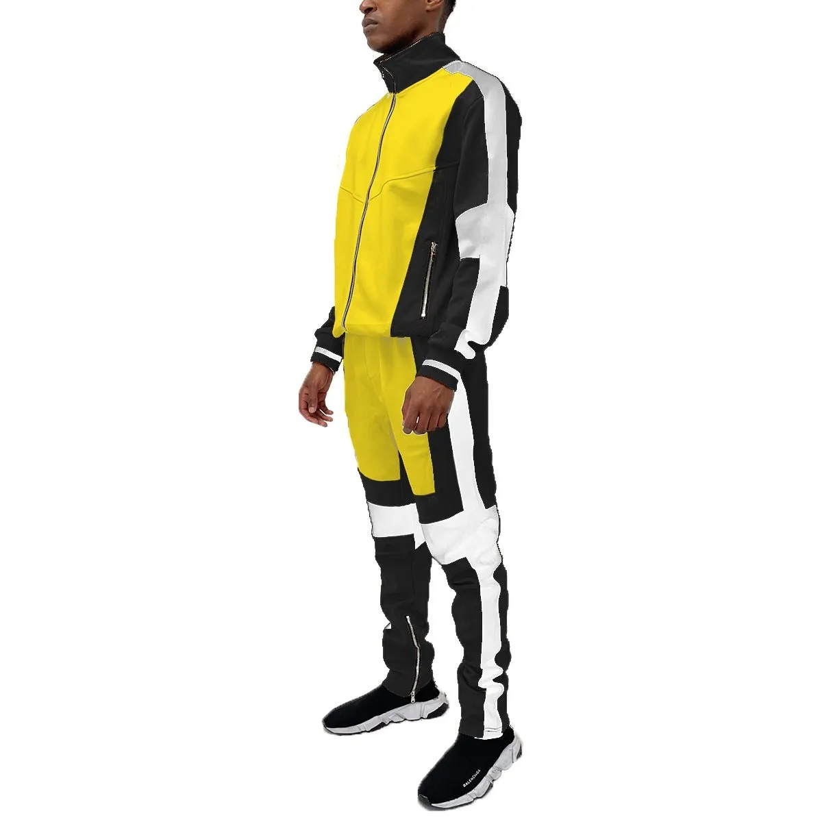 Black & Yellow Moto Colorblock Tracksuit