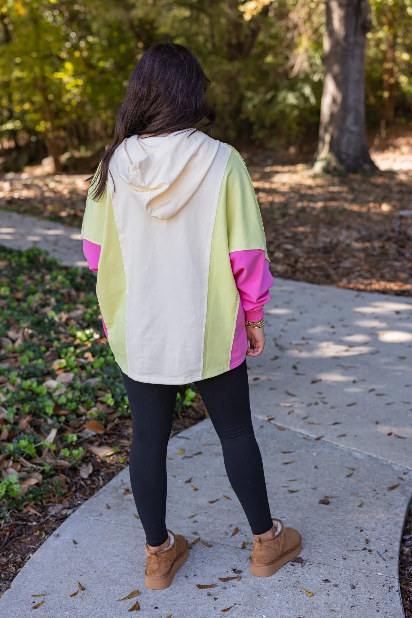 Blissful Days Ivory Colorblock Hoodie