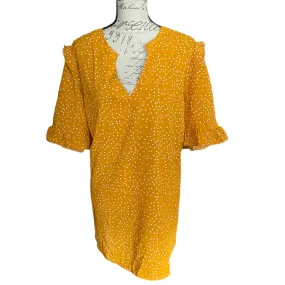 Bloomchic Plus Size Yellow & White Polka Dot V Neck Shirt 22/24