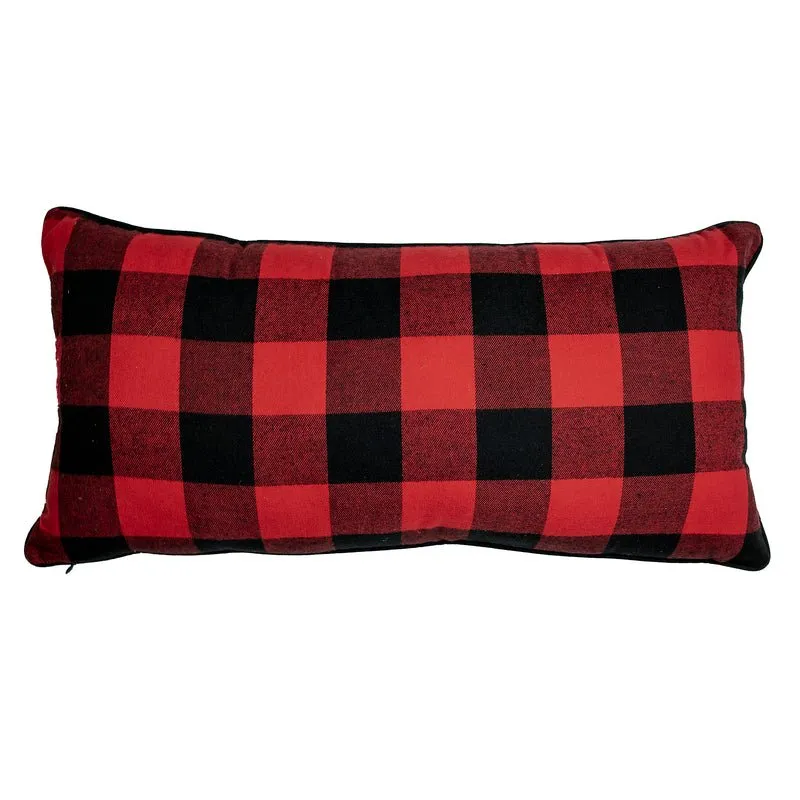 Blue and Red Check Reversible Pillow