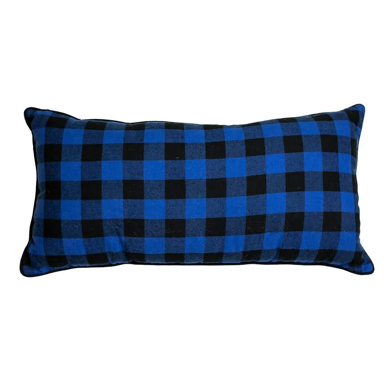 Blue and Red Check Reversible Pillow