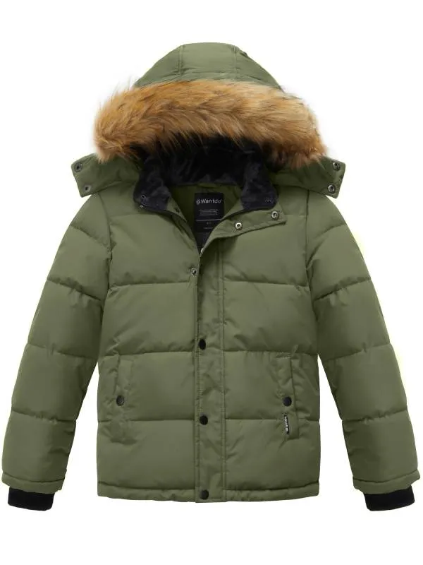 Boys Hooded Puffer Jacket Thick Warm Winter Coat