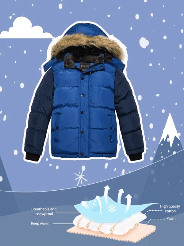 Boys Hooded Puffer Jacket Thick Warm Winter Coat