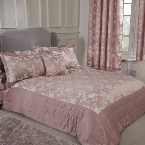 Butterfly Meadow Blush Pink Embellished Jacquard Quilted Bedspread Set