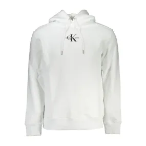 Calvin Klein Chic White Embroidered Hoodie with Eco-Conscious Touch