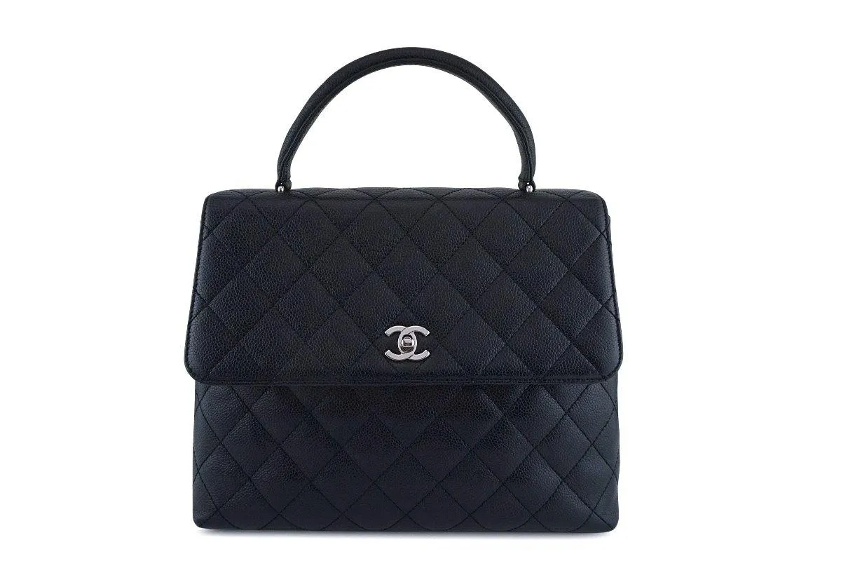 Chanel Black Caviar Classic Quilted Kelly Flap Bag SHW