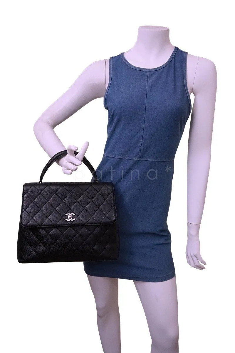 Chanel Black Caviar Classic Quilted Kelly Flap Bag SHW