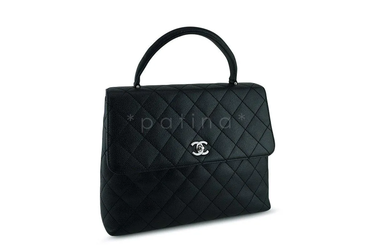 Chanel Black Caviar Classic Quilted Kelly Flap Bag SHW