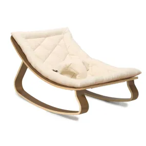 Charlie Crane Levo Baby Rocker in Walnut with Organic White Cushion