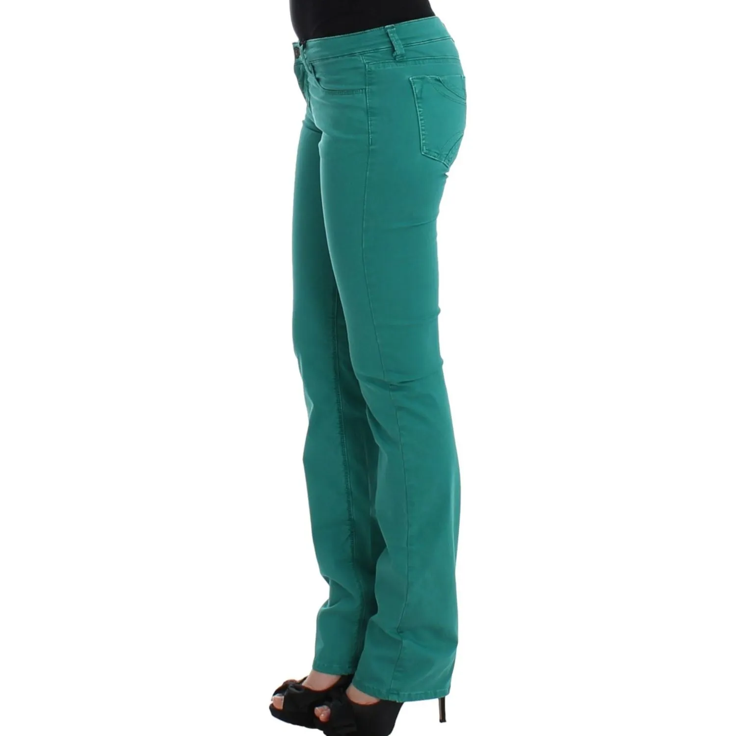 Costume National Chic Green Straight Leg Jeans for Sophisticated Style