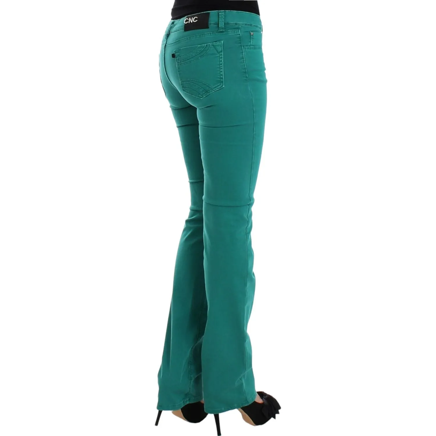 Costume National Chic Green Straight Leg Jeans for Sophisticated Style