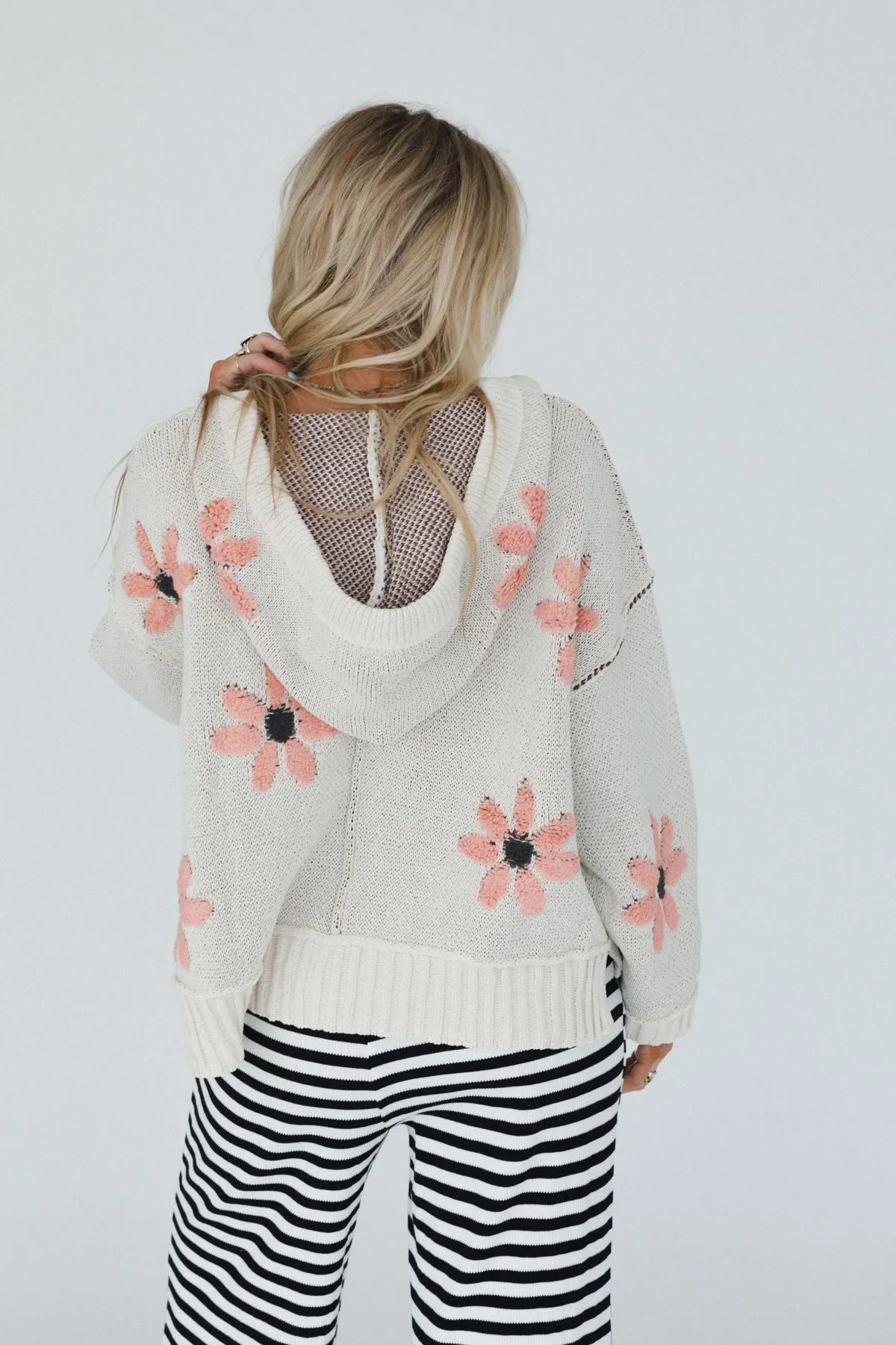 Daisy Belle Sweater Hoodie Top - Ivory