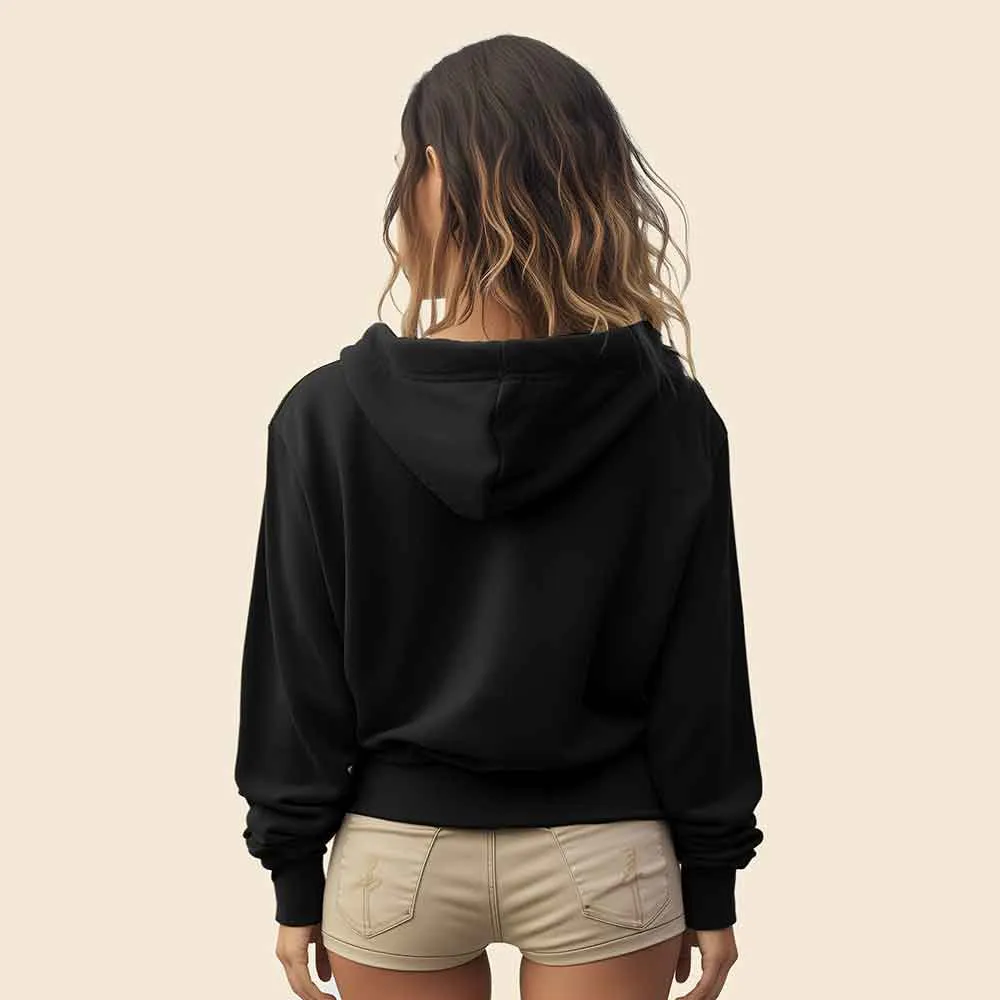 Dalix Heartly Ghost Cropped Zip Hoodie