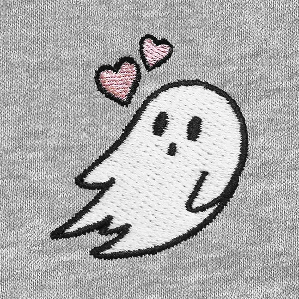 Dalix Heartly Ghost Cropped Zip Hoodie