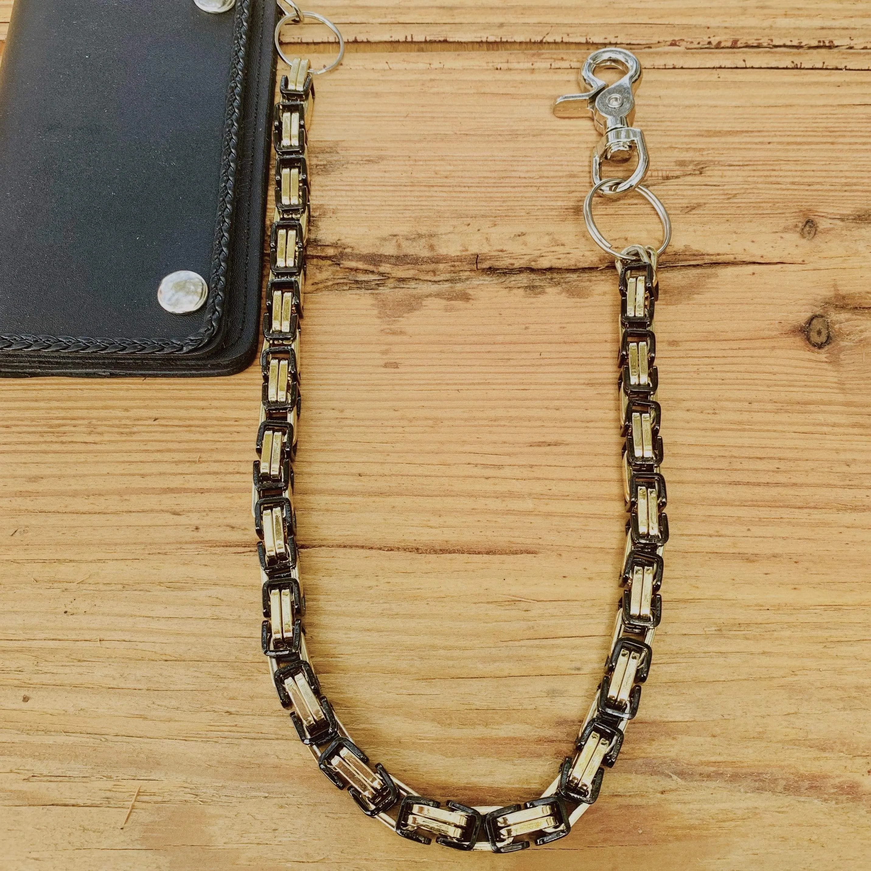 Daytona - Gold & Black - Wallet Chain Deluxe - 1/4 inch wide CLEARANCE