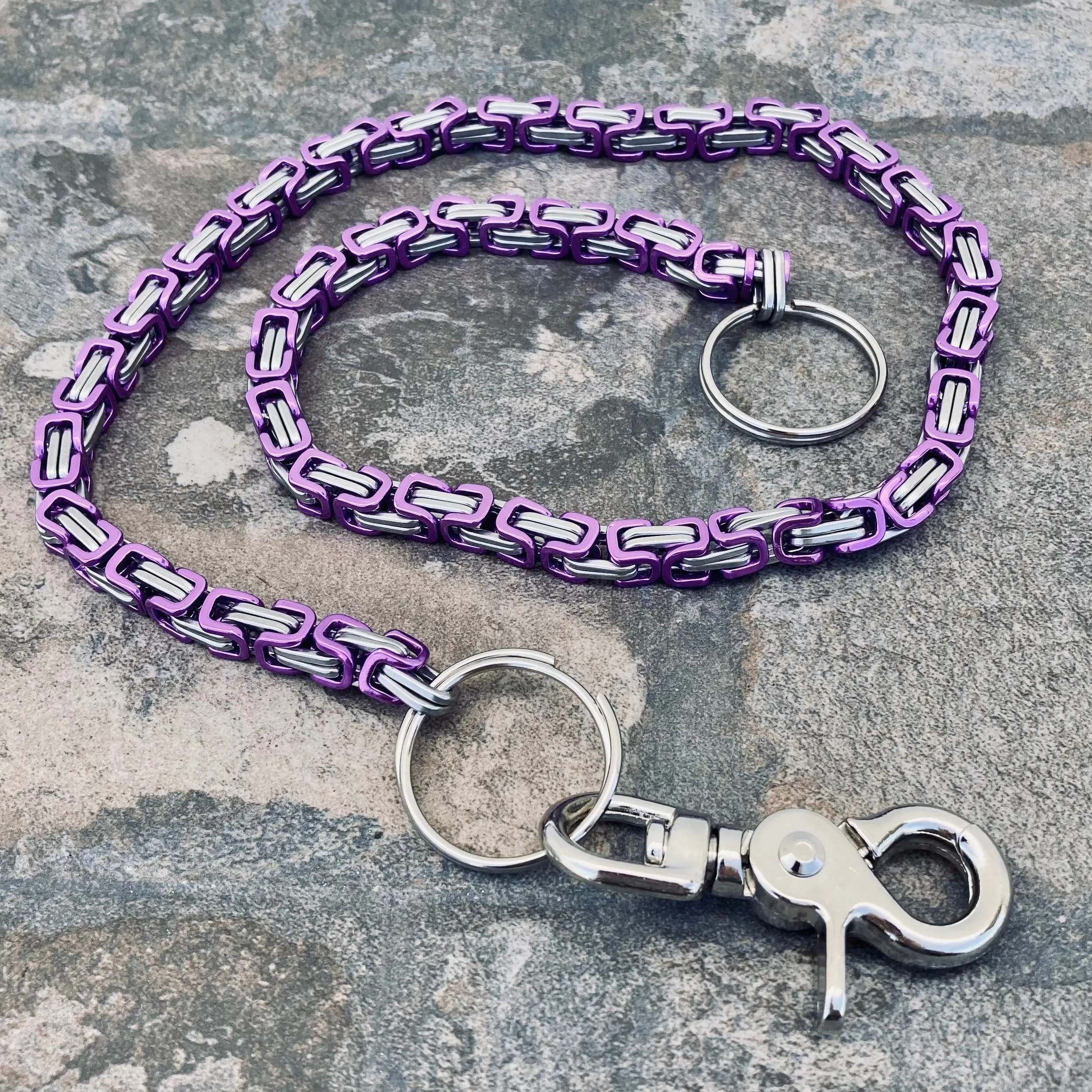 Daytona - Purple & Silver - Wallet Chain Deluxe - 1/4 inch wide CLEARANCE