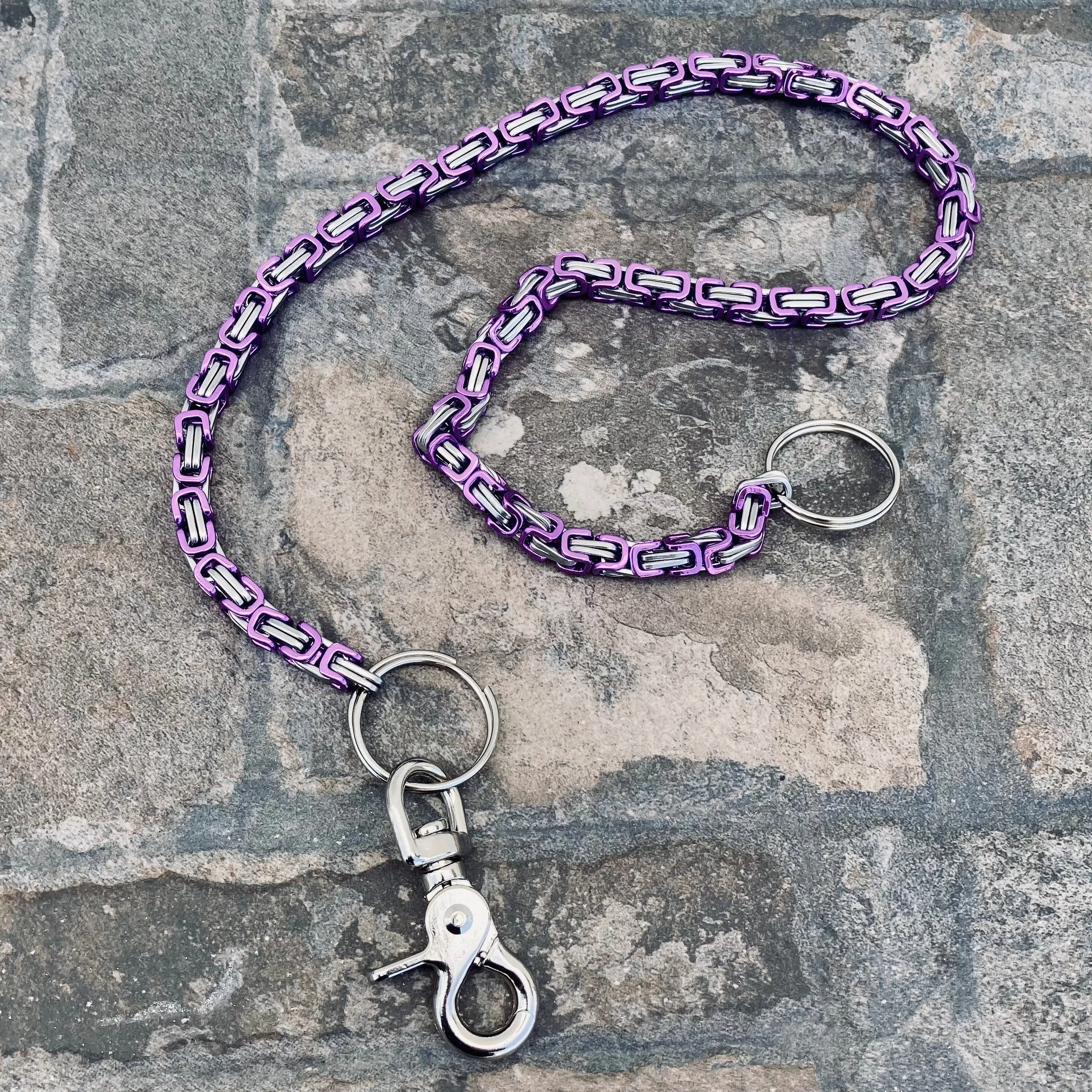 Daytona - Purple & Silver - Wallet Chain Deluxe - 1/4 inch wide CLEARANCE