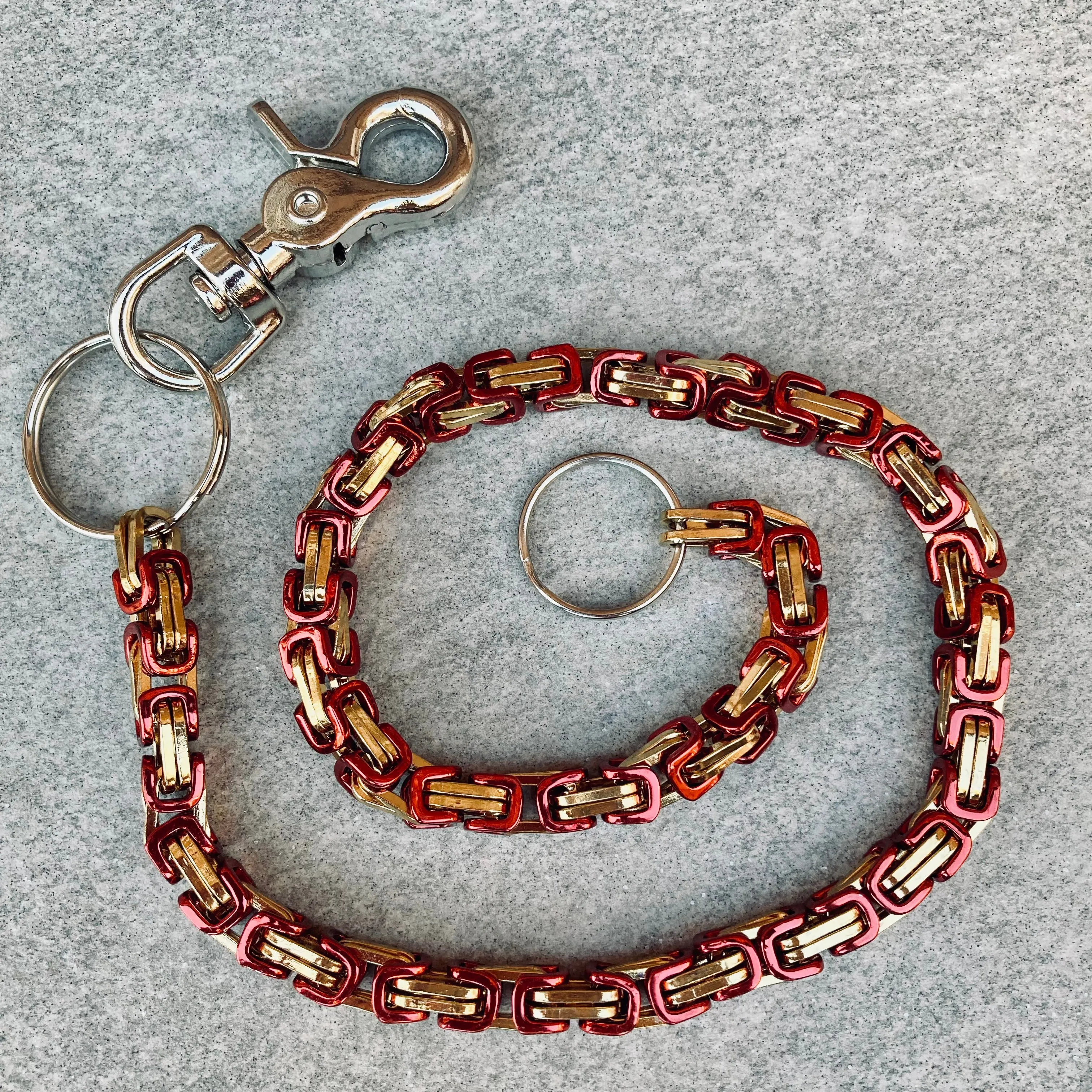 Daytona - Red & Gold - Wallet Chain Deluxe - 1/4 inch wide CLEARANCE