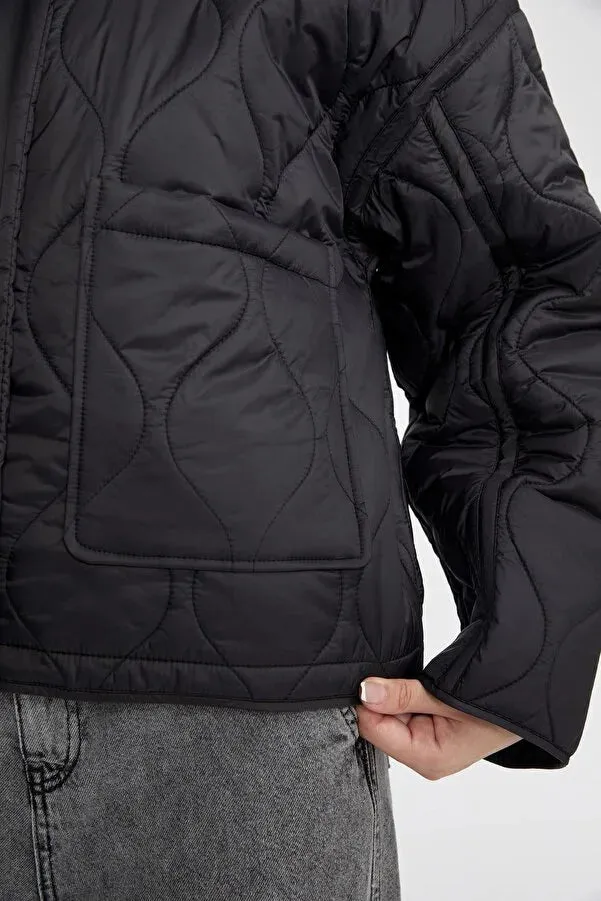 Defacto Women's Waterproof Relax Fit Quilted Hooded Coats