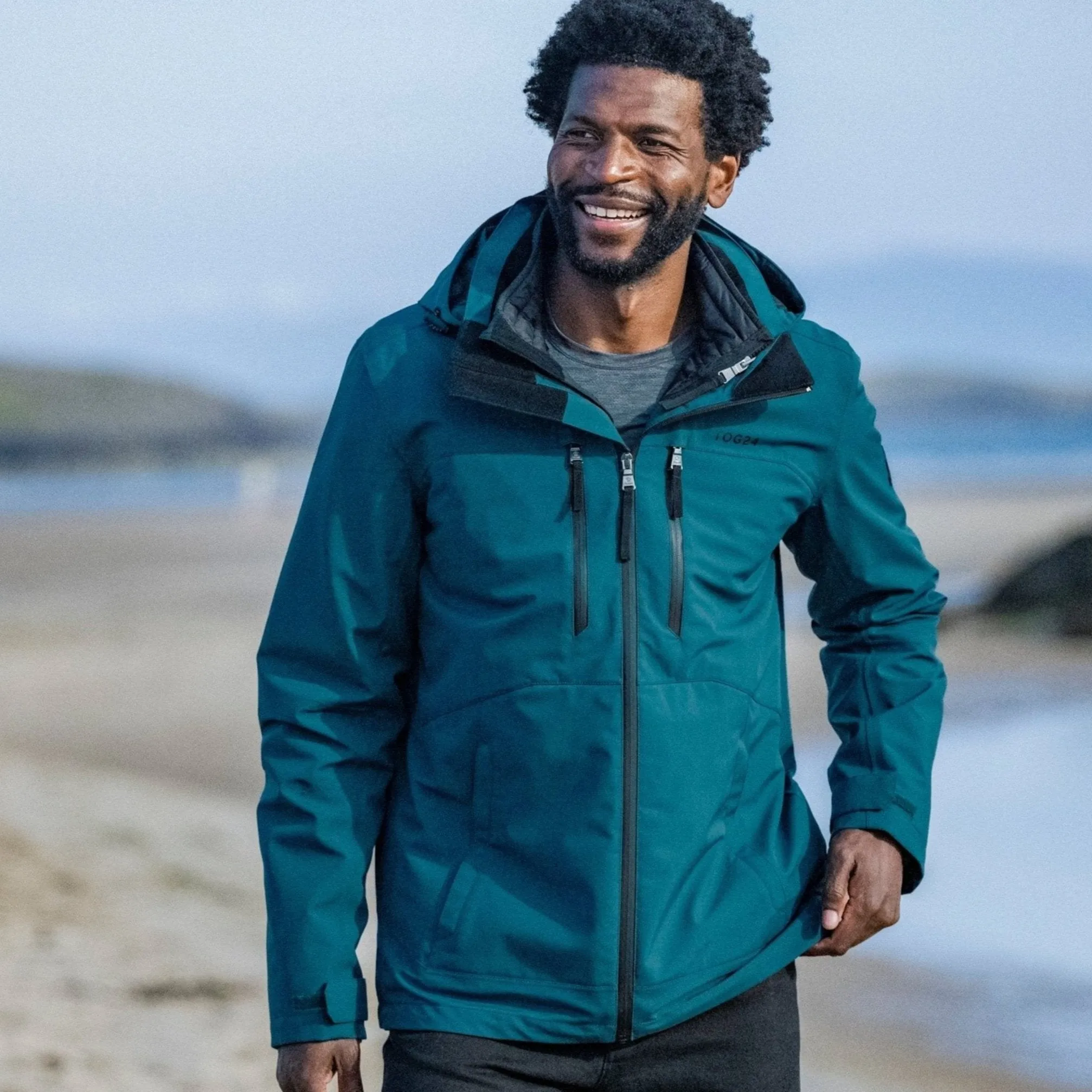 Denton Mens 3-in-1 Waterproof Jacket - Petrol Green