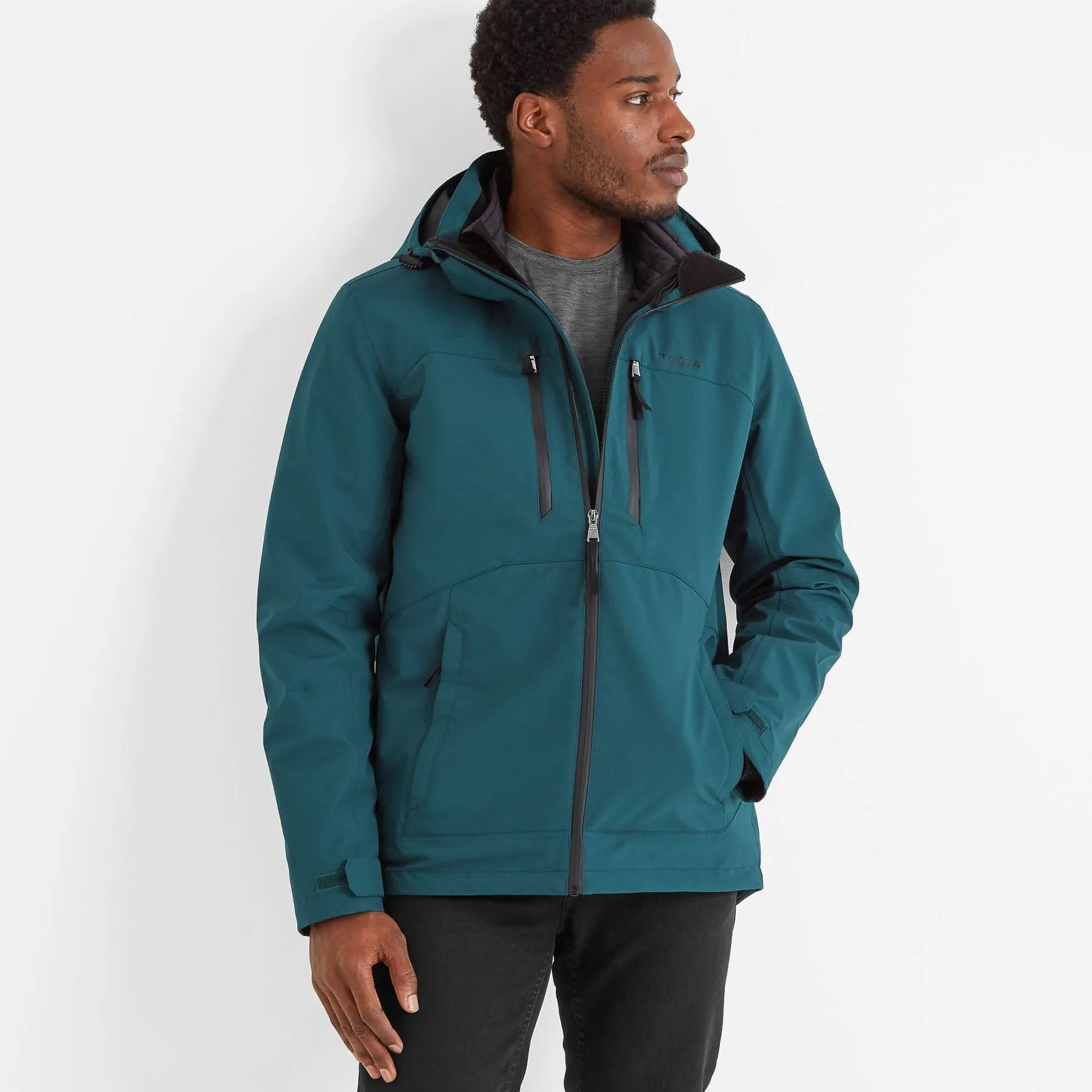 Denton Mens 3-in-1 Waterproof Jacket - Petrol Green