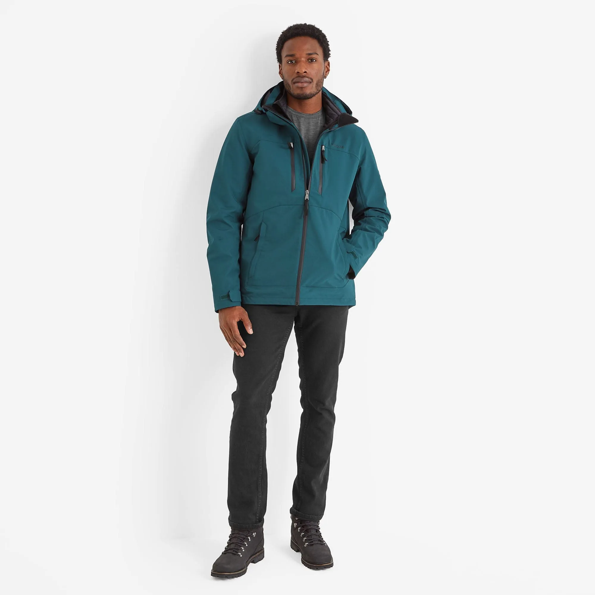 Denton Mens 3-in-1 Waterproof Jacket - Petrol Green