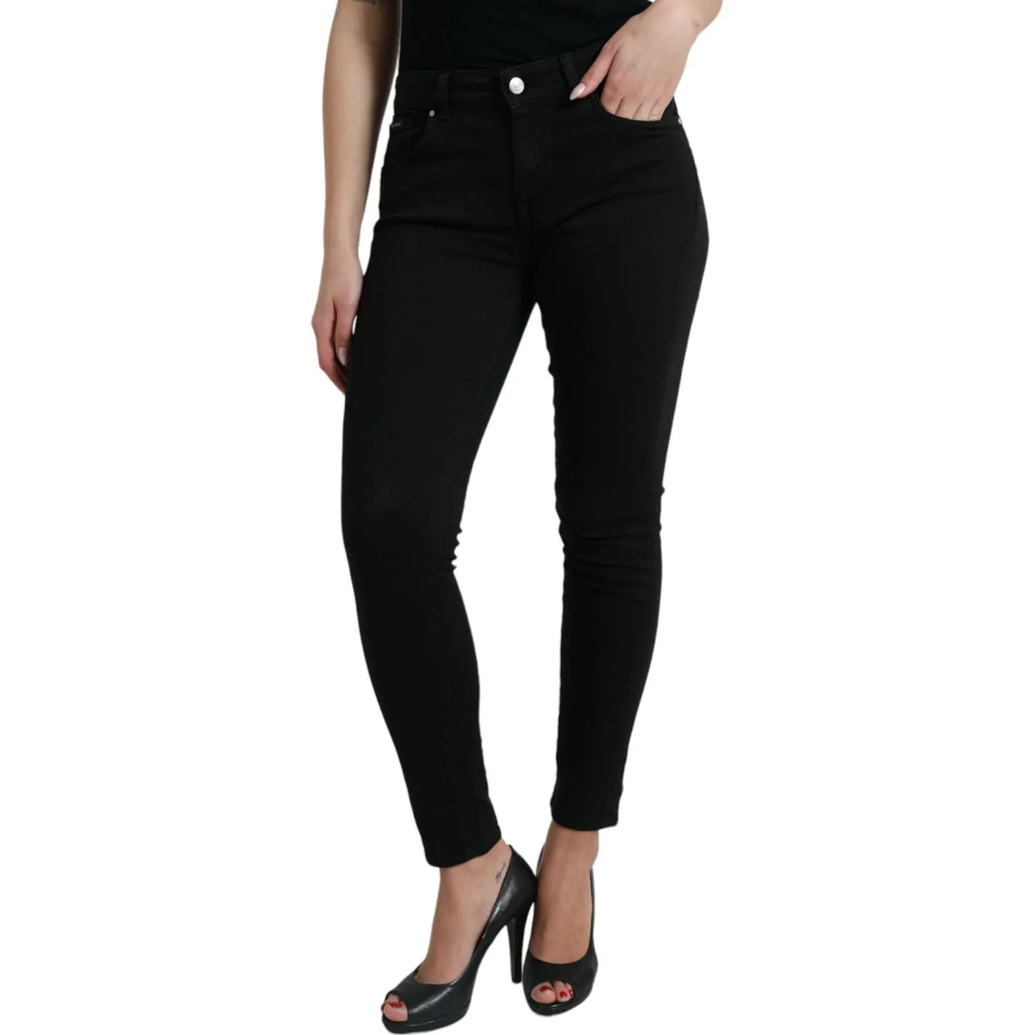 Dolce & Gabbana Chic Black Mid-Waist Stretch Jeans