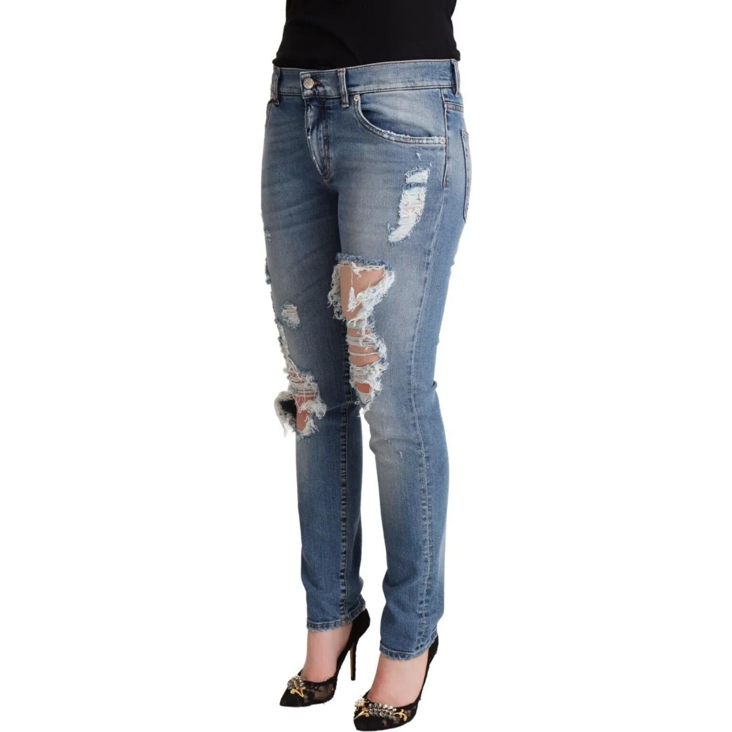 Dolce & Gabbana Chic Distressed Denim Skinny Jeans