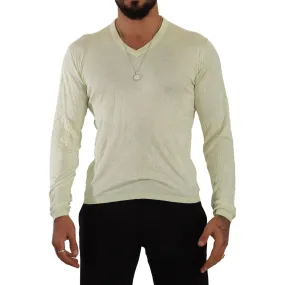 Domenico Tagliente Elegant Silk V-Neck Pullover Sweater