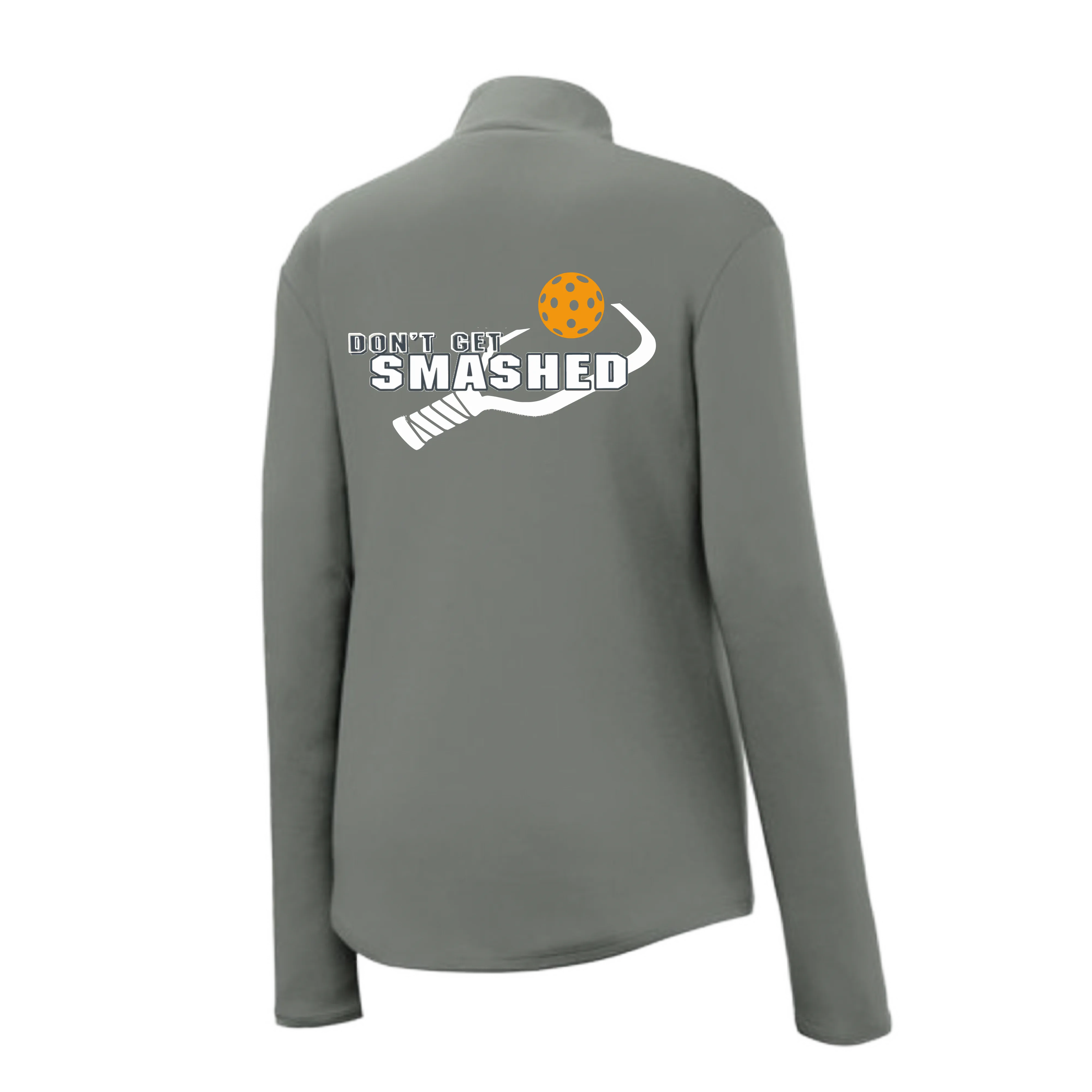 Don't Get Smashed (Pickleball Color Cyan Orange Pink) Customizable | Women's 1/4 Zip Pullover Athletic Shirt | 100% Polyester