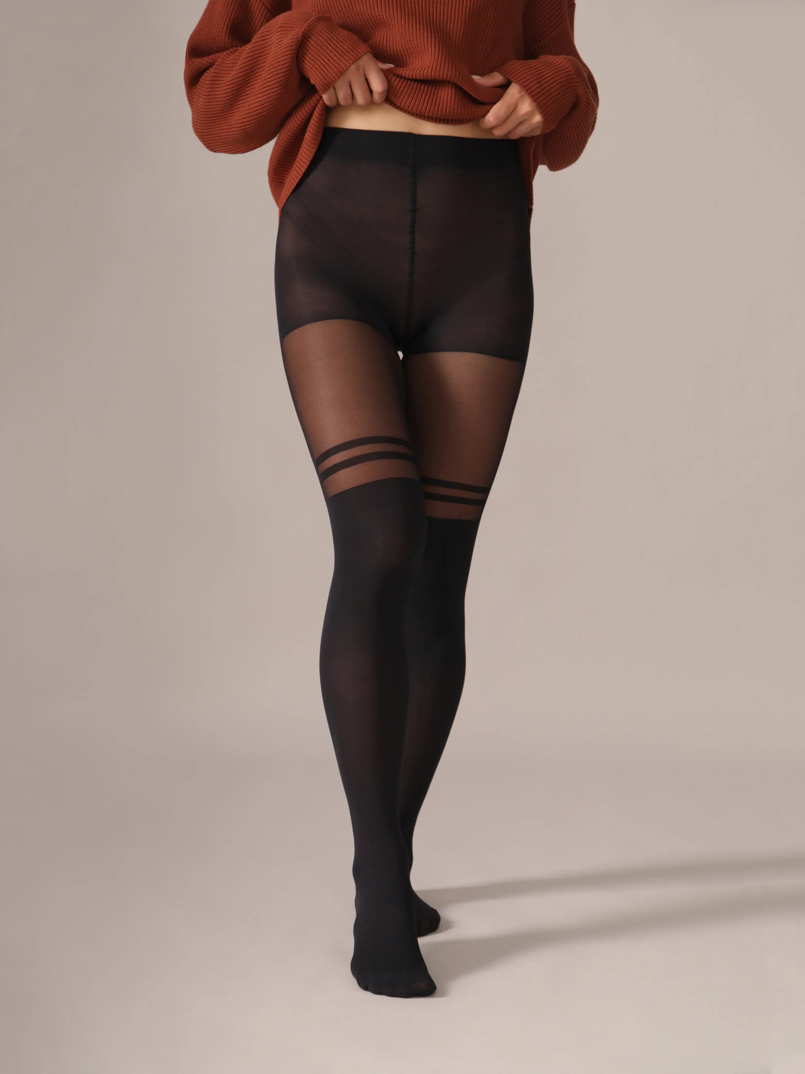 Double Stripe Over-the-Knee Tights