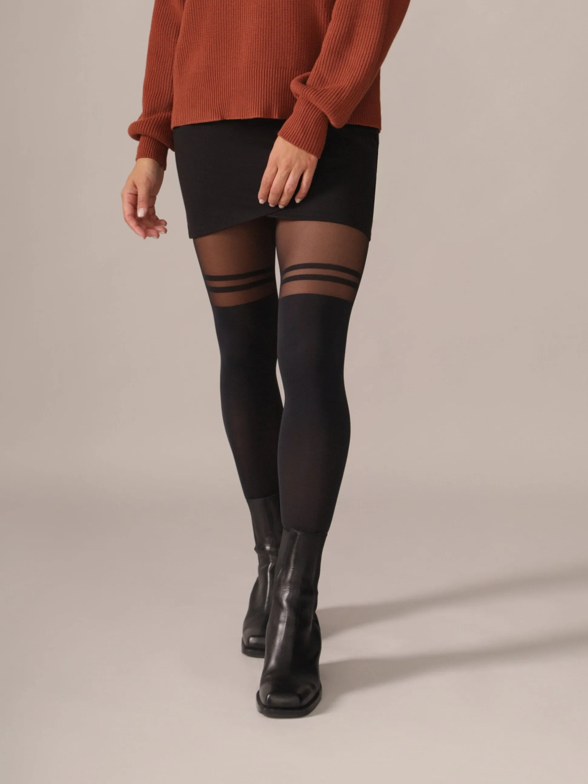 Double Stripe Over-the-Knee Tights